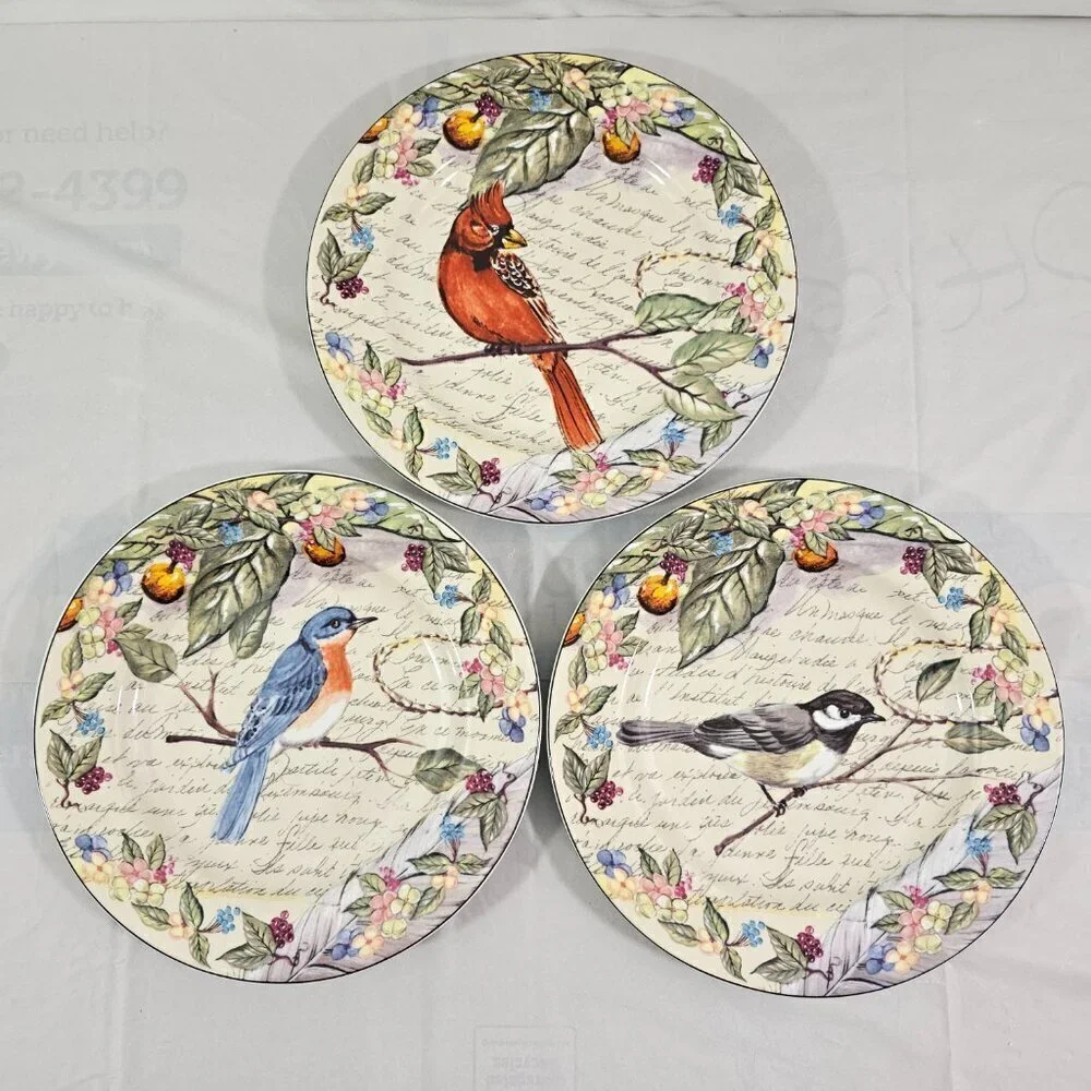 American Atelier At Home Morning Song Bird Salad Luncheon Plates – Set of 3